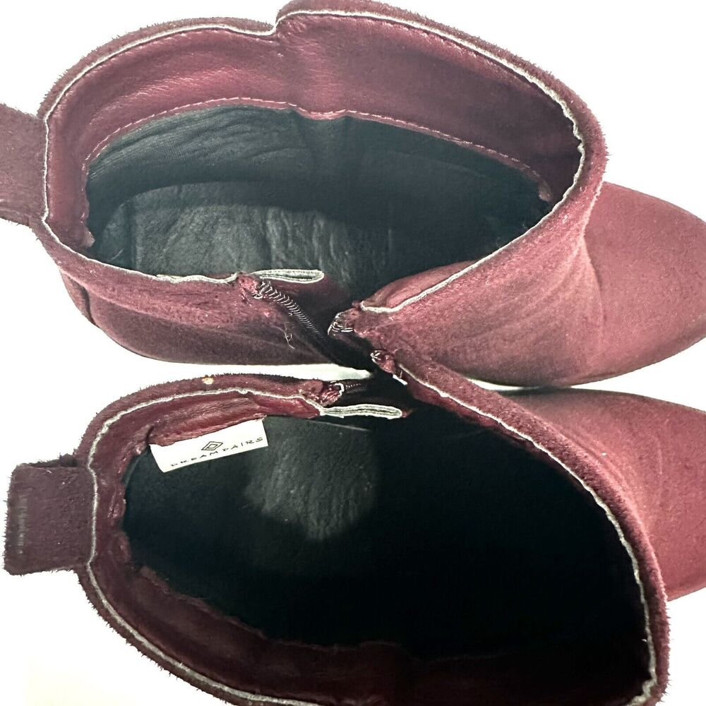 DREAM PAIRS Zoey-1 Womens Burgundy Chunky Heel Ankle Booties Shoes Sz 8.5 - Picture 10 of 14
